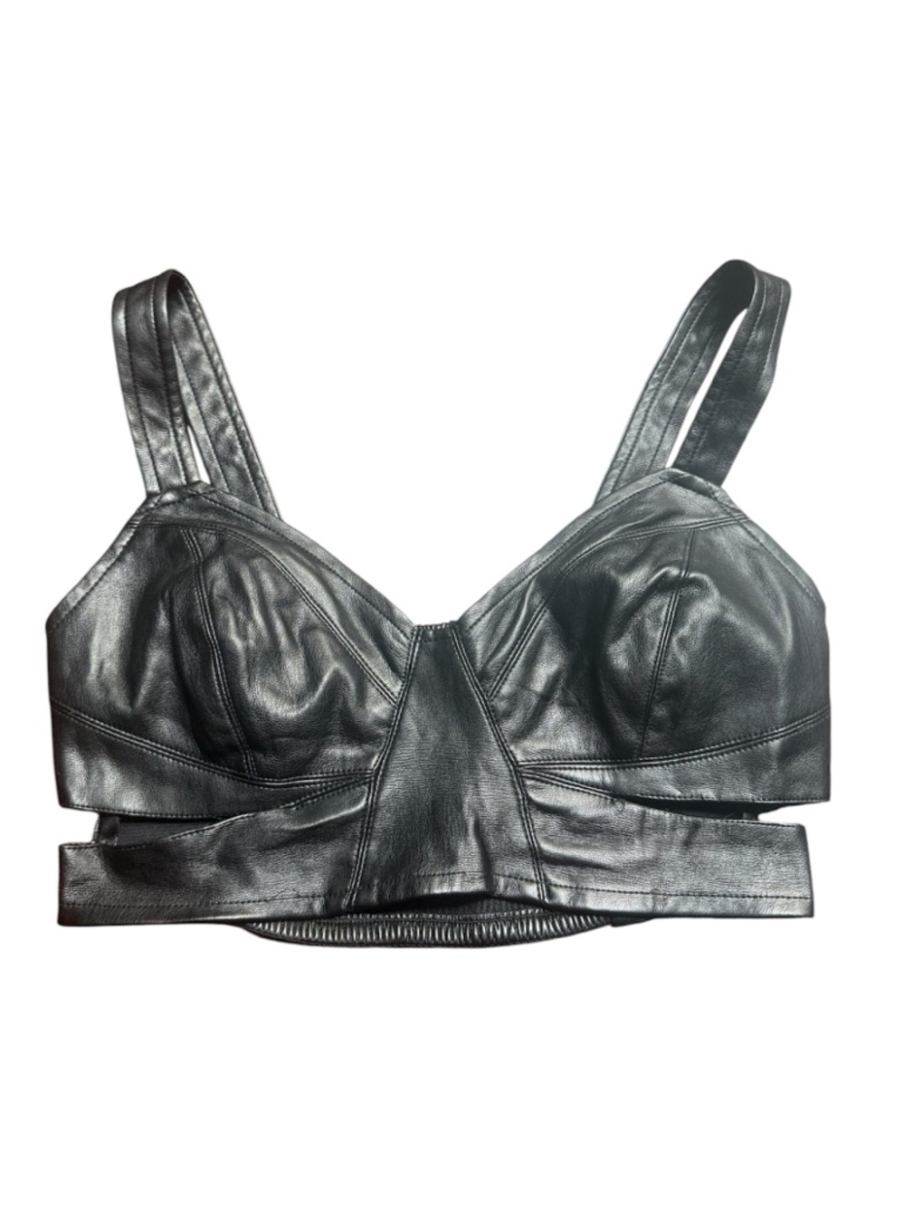 Forever 21 Black Faux Leather Bralette Size Small